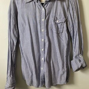 Business or pleasure blue and white button down